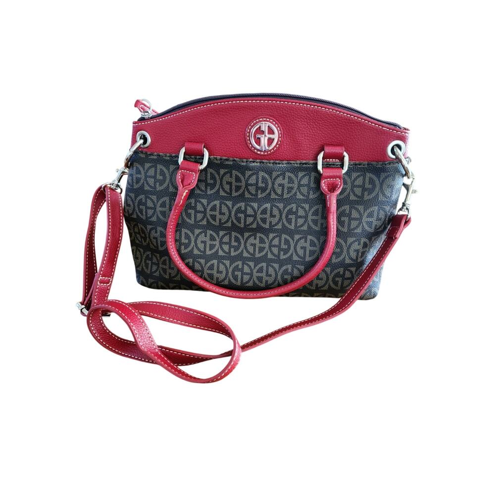 Gianni Bernini red brown handbag satchel crossbody purse